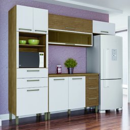 Armário de Cozinha Completa com Balcão Ametista Kits Paraná Nicho para Micro-ondas 8 Portas 5 - 2