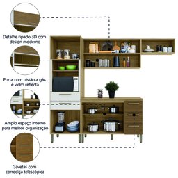 Armário de Cozinha Completa com Balcão Ametista Kits Paraná Nicho para Micro-ondas 8 Portas 5 - 4
