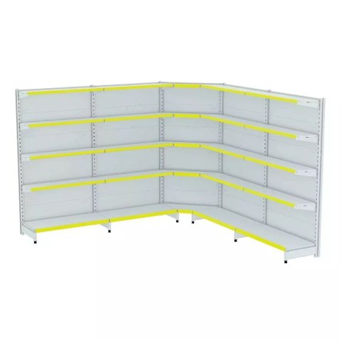 Gondola Parede 202 Fit Ate 4 Metros 1 Canto Branco 25b Pe Amarelo