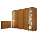 Ver imagem 1 de Guarda Roupa Casal Prime 6 Portas com Led Cinamomo com Cômoda San Marino 8 Gavetas Cinamomo – Leifer