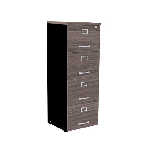 Armário de Arquivo Oficio PE25 Pandin 45,70 cm (largura) em MDP Cor Walnut e Preto 4 Gavetas