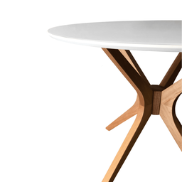 Mesa de Jantar Redonda Gávea Laca Branca com Vidro 90cm Amêndoa - 5