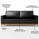 Ver imagem 3 de Sofá 2 Lugares 145cm Living Sala de Estar Kayrós D05 Sintético Preto - Mpozenato