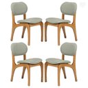 Ver imagem 1 de Kit 4 Cadeiras de Jantar Estofada Rafine Madeira Castanho Linho Verde