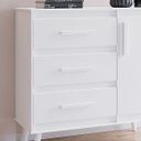 Ver imagem 3 de Cômoda Sapateira Mila 3 Gavetas 1 Porta Pés Retrô Moblis: Branco