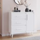 Ver imagem 1 de Cômoda Sapateira Mila 3 Gavetas 1 Porta Pés Retrô Moblis: Branco