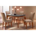 Ver imagem 1 de Conjunto: Mesa de Cozinha Londrina Tampo Madeirado C/ Vidro Curvo 120x80 e 4 Cadeiras Londrina