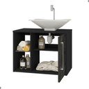 Ver imagem 2 de Gabinete com Espelheira para Banheiro Vila Roma 1 Porta 1 Prateleira MDP 60cm Preto Fosco