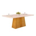 Ver imagem 1 de Mesa de Sala Jantar Italia C/tampo Madeirado Vidro Curvo 170x90cm Cedro/off White - Dj Móveis