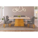 Ver imagem 7 de Mesa de Sala Jantar Italia C/tampo Madeirado Vidro Curvo 170x90cm Cedro/off White - Dj Móveis