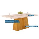 Ver imagem 3 de Mesa de Sala Jantar Italia C/tampo Madeirado Vidro Curvo 170x90cm Cedro/off White - Dj Móveis