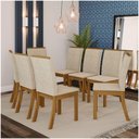Ver imagem 1 de Conjunto 8 Cadeiras Estofadas Kesha Casa 812 Nature Linho