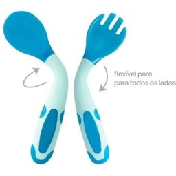 Kit Talher Colher/ Garfo Flexível Termossensível Azul Pimpolho:azul - 3