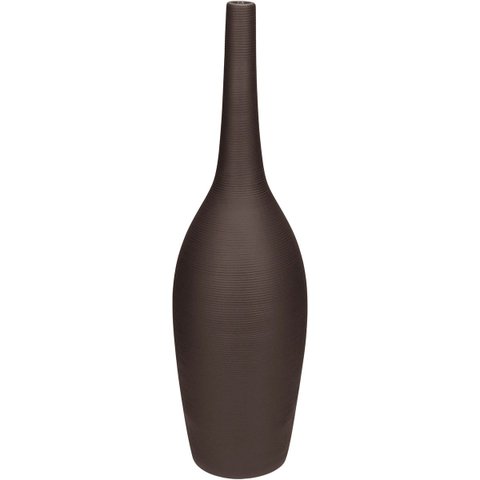 Vaso Decorativo Enfeite Planta Aparador Garrafa Cerâmica 42x12x12cm Marrom