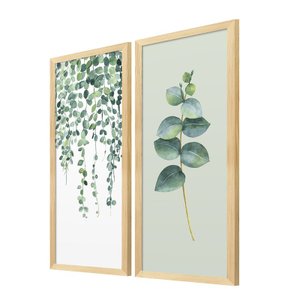 Kit 2 Quadros Decorativos Folhagem Ramos Decoração Sala