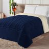 Coberdrom Edredom Queen Manta Edredom 2 Faces Azul Marinho - 1
