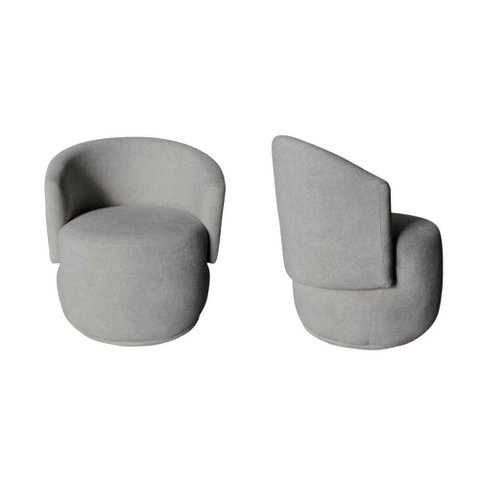 Kit 2 Poltronas Decorativa Beatriz Orgânica Bouclé Cinza Claro
