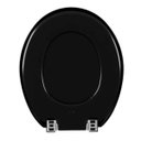 Ver imagem 3 de Assento Vaso Sanitário Oval Almofadado Preto + Lixeira Redonda Preta 6l com Tampa
