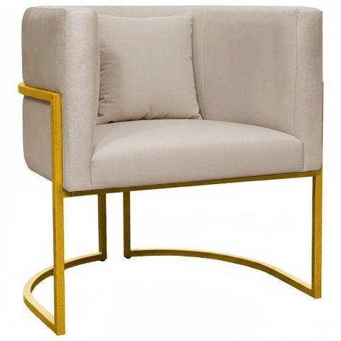 Poltrona Luna Veludo Assento Espuma D-26 Bege Smf Decor