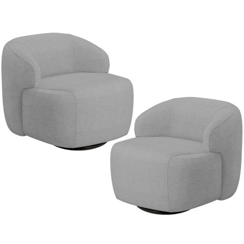 Kit 02 Poltronas Decorativa Orgânica Giratória para Sala Living Barolo L06 Linho Cinza Escuro - Lyam