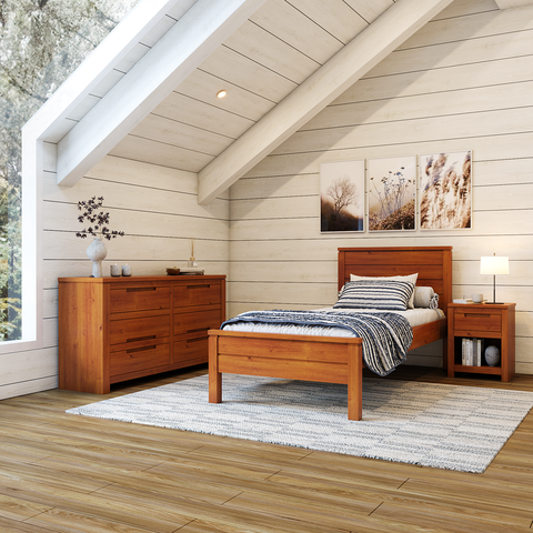 Cama de Solteiro em Madeira Maciça Madma Artemobili Marrom