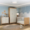 Ver imagem 1 de Quarto de Bebê Completo com Berço Americano 3 em 1 Allegra Multimóveis Mp4590 Madeirado/off White