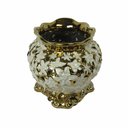 Ver imagem 3 de Centro de Mesa em Porcelana Branca e Dourada - 15x30x18cm - Detalhes Antigos: Centro de Mesa de Luxo