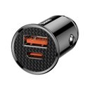 Ver imagem 1 de Carregador Veicular Baseus Turbo USB USB-C Type-C 2 Entradas PPS 30W 5A Max. PD3.0 / QC4.0+ / SCP /