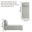 Ver imagem 3 de Sofá Chaise Modular Block 74x153 Pes Madeira Linho Tcs 701 Moll