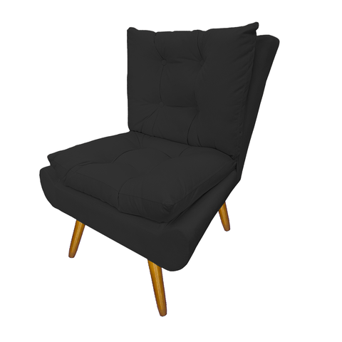 Conjunto 2 Poltronas Decorativa Estofada Quarto Closet Karen Suede Preto - LM DECOR