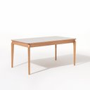 Ver mais imagens de Conjunto Sala de Jantar 1 Mesa 160cm Tampo Laminado com Vidro e 6 Cadeiras Encosto Tela Florença Beg