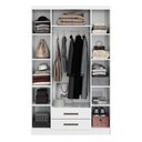 Ver imagem 3 de Guarda-roupa Solteiro 4 Portas 2 Gavetas Amêndoa Mdp com 10 Prateleiras Organizadoras e Corrediças T