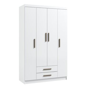 Guarda-roupa Solteiro 4 Portas 2 Gavetas Amêndoa Mdp com 10 Prateleiras Organizadoras e Corrediças T