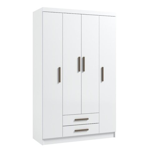 Guarda-roupa Solteiro 4 Portas 2 Gavetas Amêndoa Mdp com 10 Prateleiras Organizadoras e Corrediças T