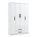 Ver imagem 1 de Guarda-roupa Solteiro 4 Portas 2 Gavetas Amêndoa Mdp com 10 Prateleiras Organizadoras e Corrediças T