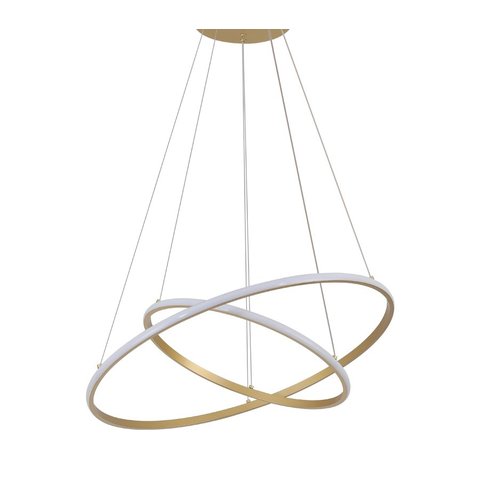 Pendente 2 Anéis Inverse Dourado 60cm Led 48w Bivolt Paris Luz
