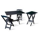 Ver imagem 1 de Conjunto De Mesa 1,10x70 E Mesa Aparador Dobrável Com 2 Cadeiras Preto Cor: Preto