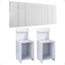 Ver imagem 1 de Kit Quarto 2 Mesinhas Branco Prateleira Nicho Cabeceira Suspensa Cama Box Casal 1,40 Corino - Rpm