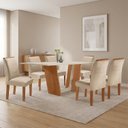 Ver imagem 1 de Mesa de Jantar com 6 Cadeiras MDF Dakota Casuá Cinamomo Off White Suede Pena