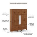 Ver imagem 5 de Guarda-Roupa 11 Portas 4 Gavetas com Espelho Madeira Maciça Marrom/Castanho