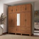 Ver imagem 1 de Guarda-Roupa 11 Portas 4 Gavetas com Espelho Madeira Maciça Marrom/Castanho
