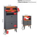 Ver imagem 4 de Kit Sapateira Vertical 3 Gavetas Basculantes 2 Mesinhas Canto Quarto Nicho Decorativo Cinza/Cinamomo