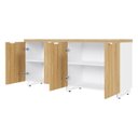 Ver mais imagens de Armário Baixo para Escritório 158cm Duplo com 4 Portas Puxadores Metálicos Corporate Marrom/Macadâmi