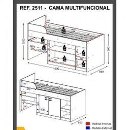 Cama Infantil com Escrivaninha 2 Portas e Nichos - 4 Cama Infantil com Escrivaninha 2 Portas e Nichos - 4