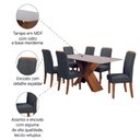 Ver imagem 5 de Conjunto de Mesa Sala de Jantar Tampo com Vidro 1,80m 6 Cadeiras Grécia Dobuê