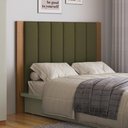 Ver imagem 1 de Cabeceira Casal Estofada para Cama 1,75m Dalla Costa Mdf Cor:freijó com Verde