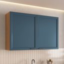 Ver imagem 1 de Armário Aéreo Planejado Duplo 120cm Soho CabeCasa MadeiraOriginals Freijó/Azul