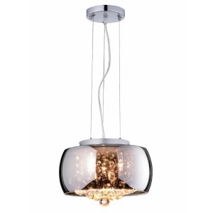 Lustre Pendente Cristal Legítimo K9 Luminária 28cm Cromado