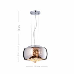Lustre Pendente Cristal Legítimo K9 Luminária 28cm Cromado - 4