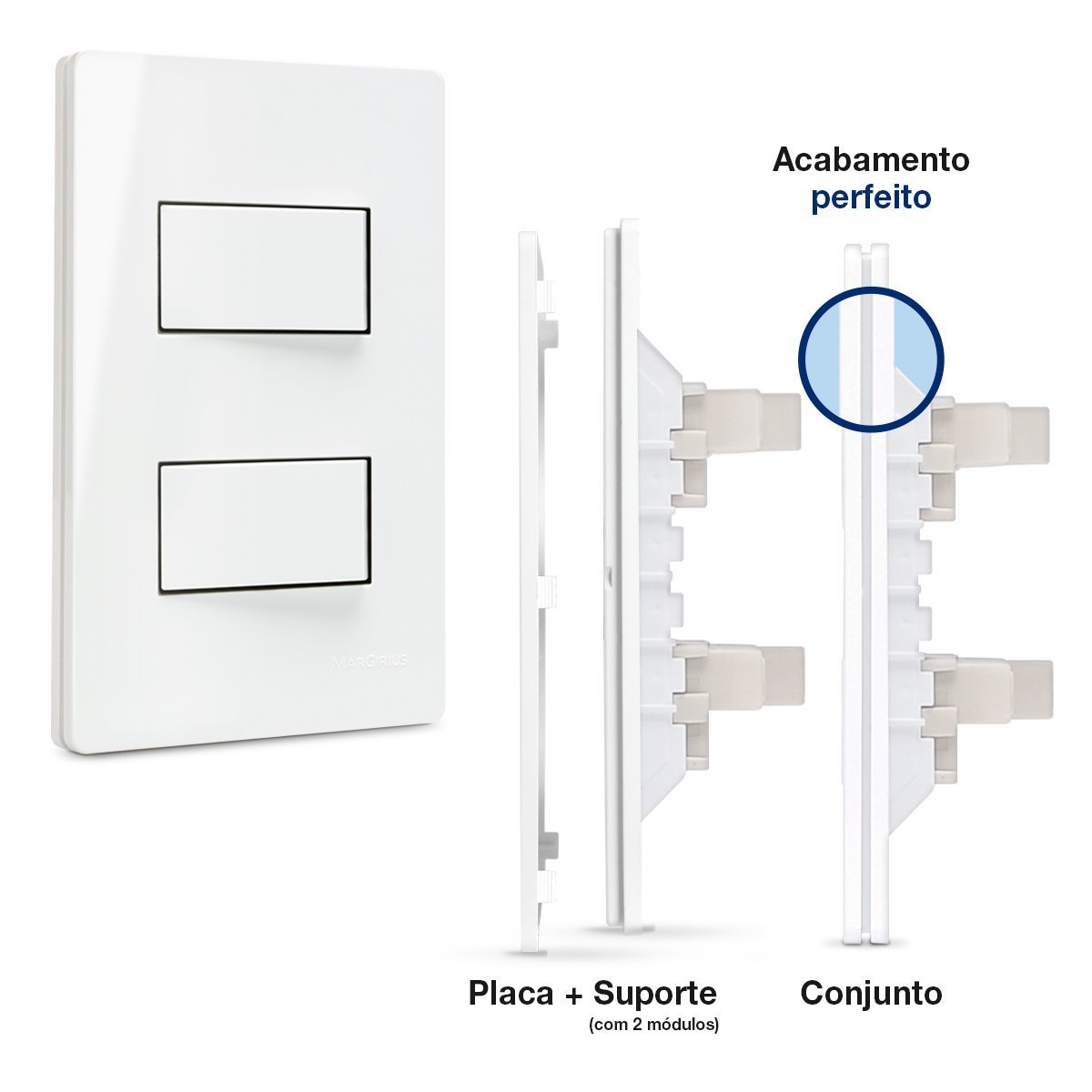 2 Interruptores Paralelos 4x2 10a Branco Infiniti Margirius Cor:branco - 2